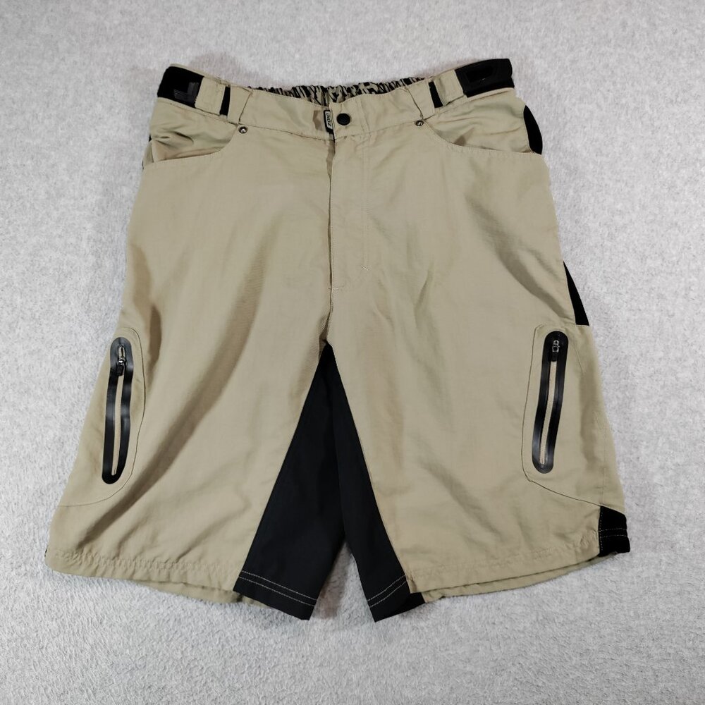 Zoic Shorts 2XL Tan Nylon Mountain Biking Cycling Adjustable Waist Vented FLAW